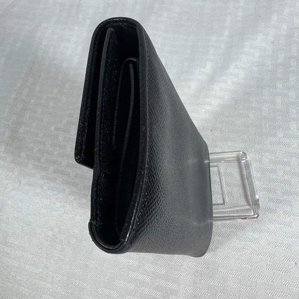 Bvlgari Grain Leather Continental Wallet Black Logo Snap